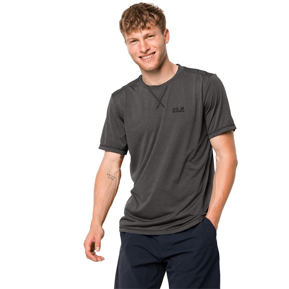 Camiseta Jack Wolfskin Crosstrail Hombre Grises Oscuro | LV4685237