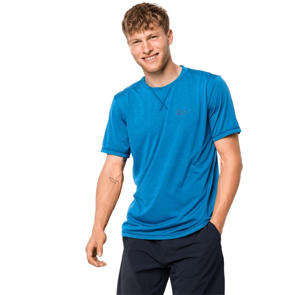 Camiseta Jack Wolfskin Crosstrail Hombre Azules | GO2531479