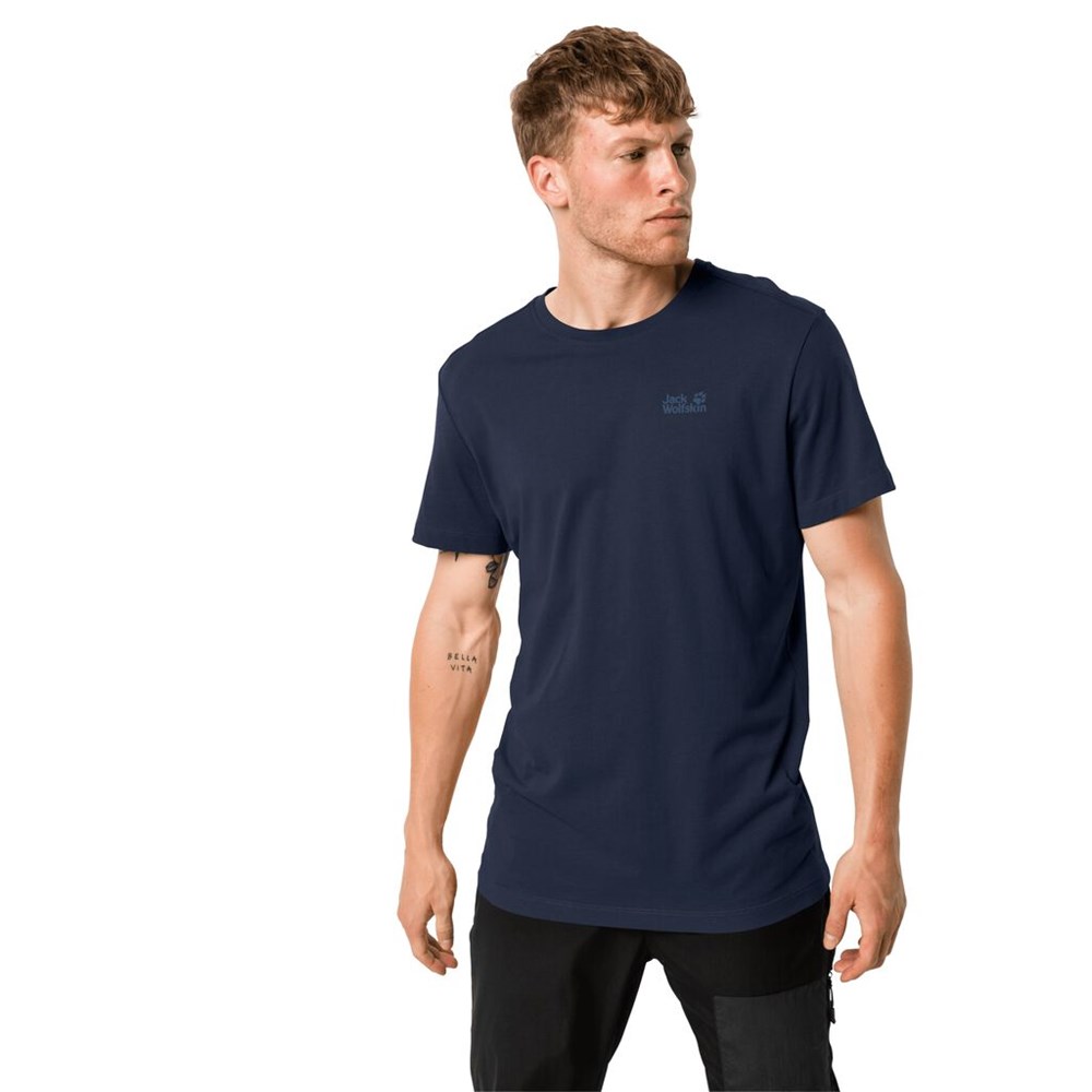 Camiseta Jack Wolfskin Essential Hombre Azules | IU1920753