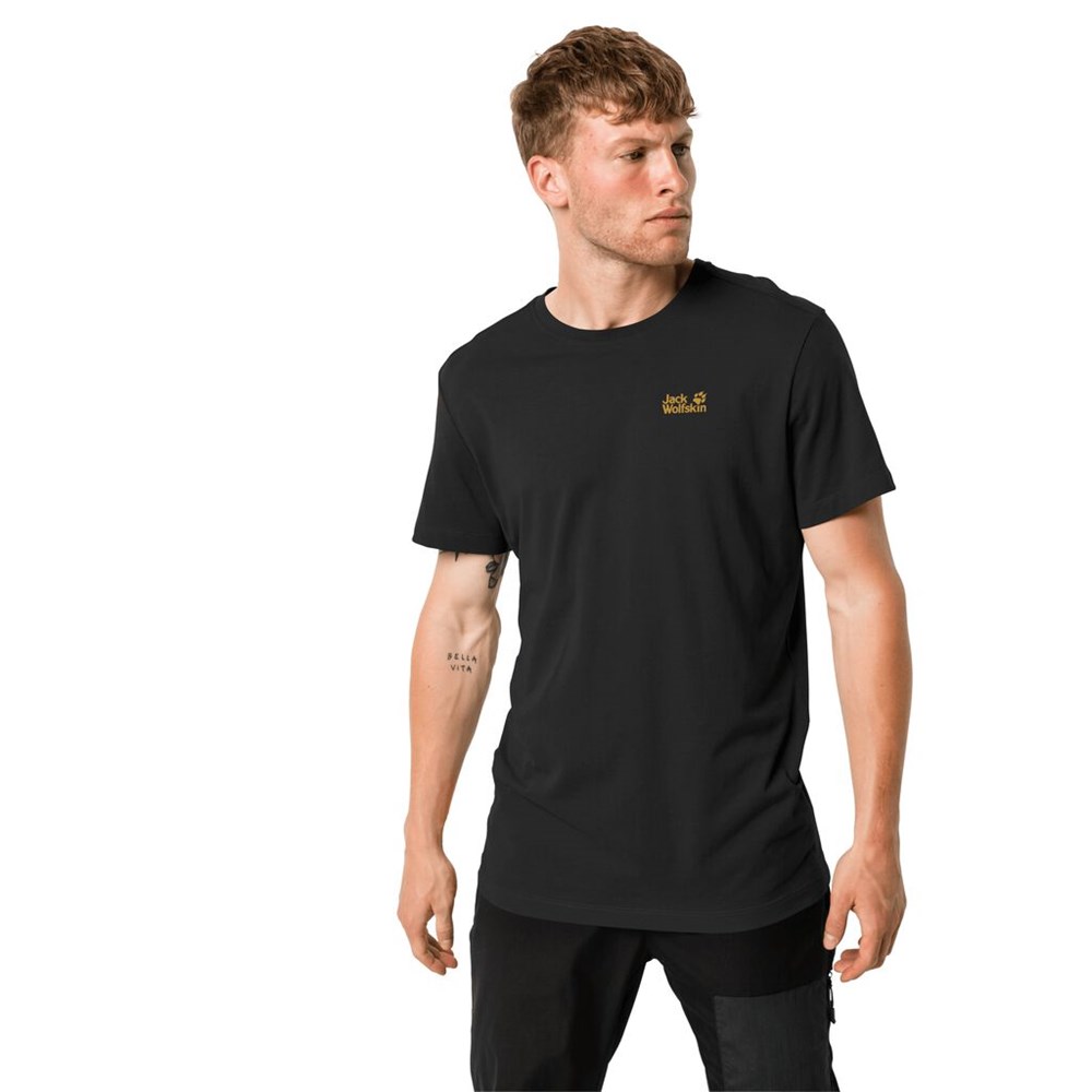 Camiseta Jack Wolfskin Essential Hombre Negros | QX3814027