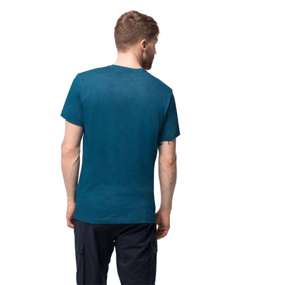 Camiseta Jack Wolfskin Ocean World Hombre Azules | RB8269357