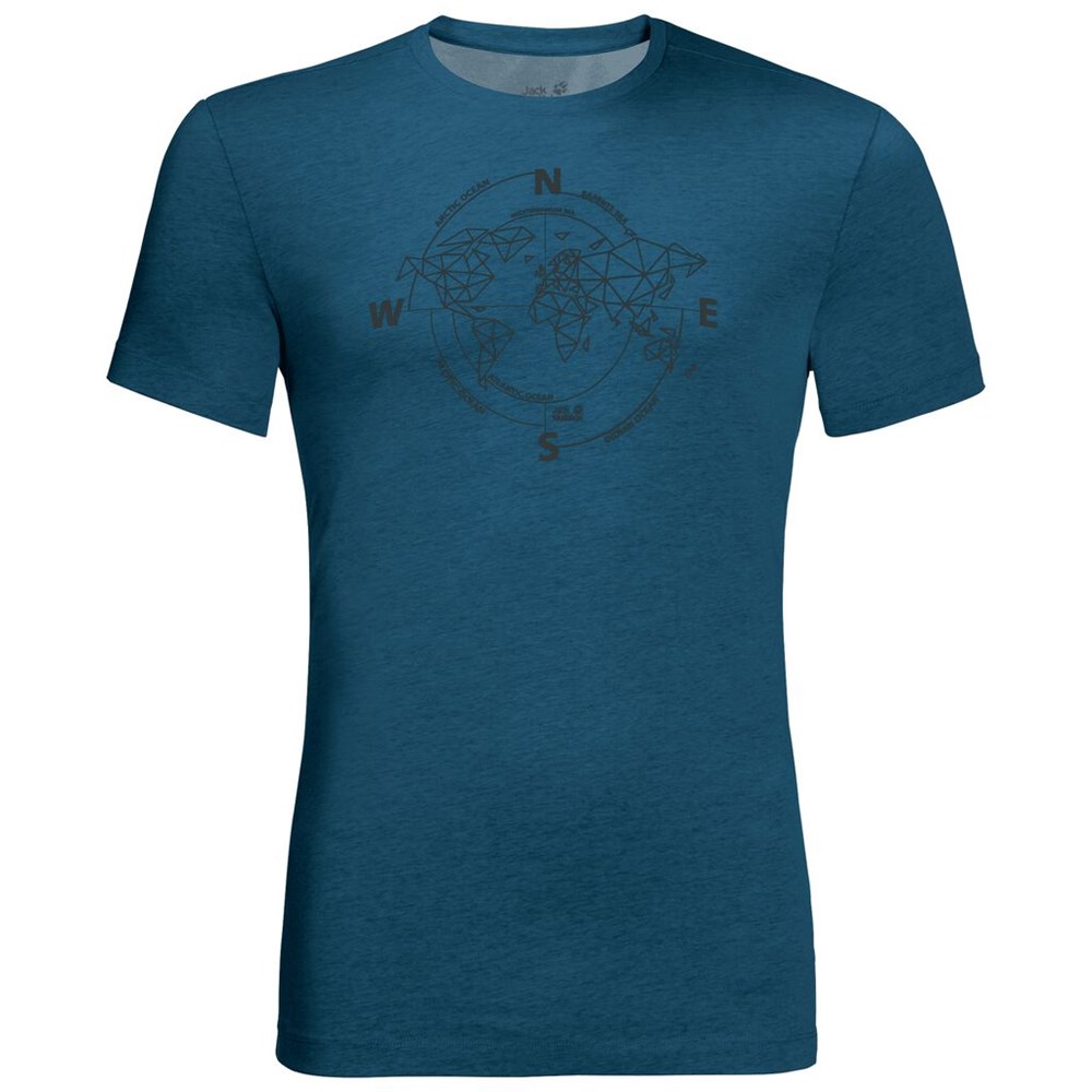 Camiseta Jack Wolfskin Ocean World Hombre Azules | RB8269357