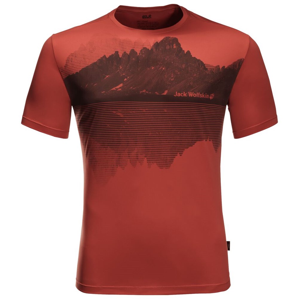 Camiseta Jack Wolfskin Peak Graphic Hombre Rojos | BZ1387246