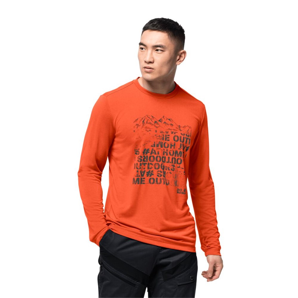 Camiseta funcional Jack Wolfskin Crosstrail Peak Longsleeve Hombre Rojos | ED4375892