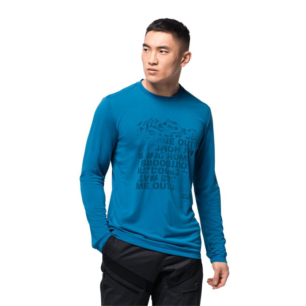 Camiseta funcional Jack Wolfskin Crosstrail Peak Longsleeve Hombre Azules | QN3672051