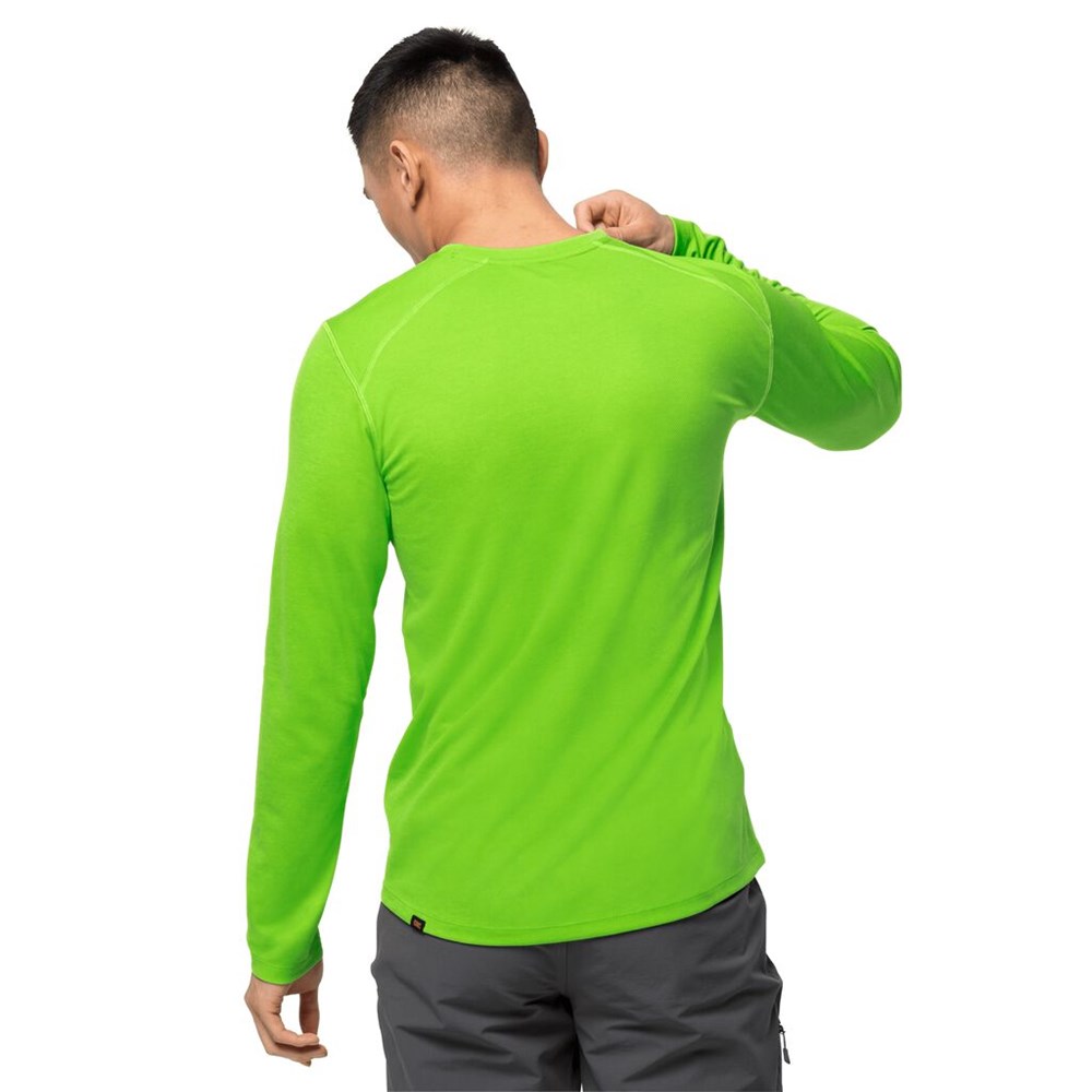 Camiseta funcional Jack Wolfskin Sky Range Longsleeve Hombre Verdes | LJ4579810