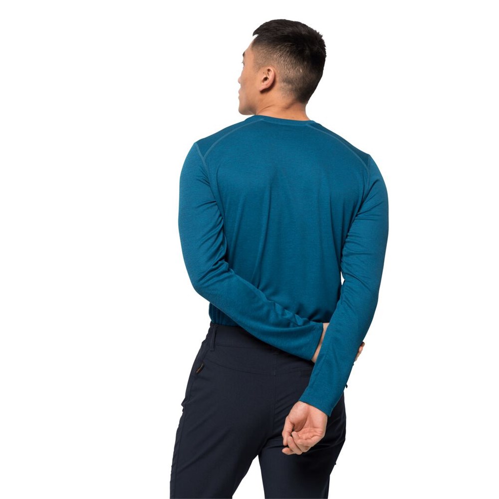 Camiseta funcional Jack Wolfskin Sky Range Longsleeve Hombre Azules | HZ9254081