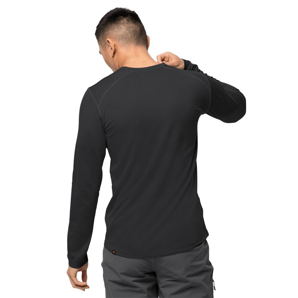 Camiseta funcional Jack Wolfskin Sky Range Longsleeve Hombre Negros | YN9385741