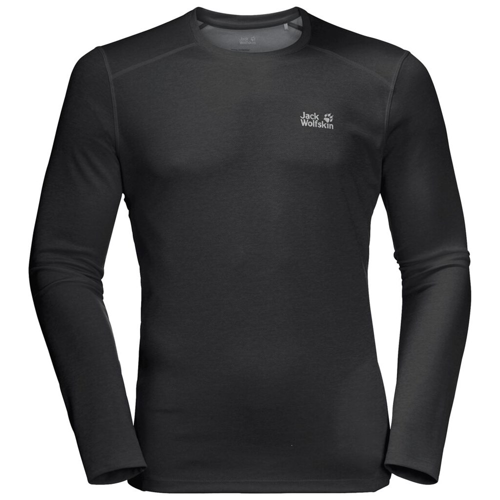 Camiseta funcional Jack Wolfskin Sky Range Longsleeve Hombre Negros | YN9385741