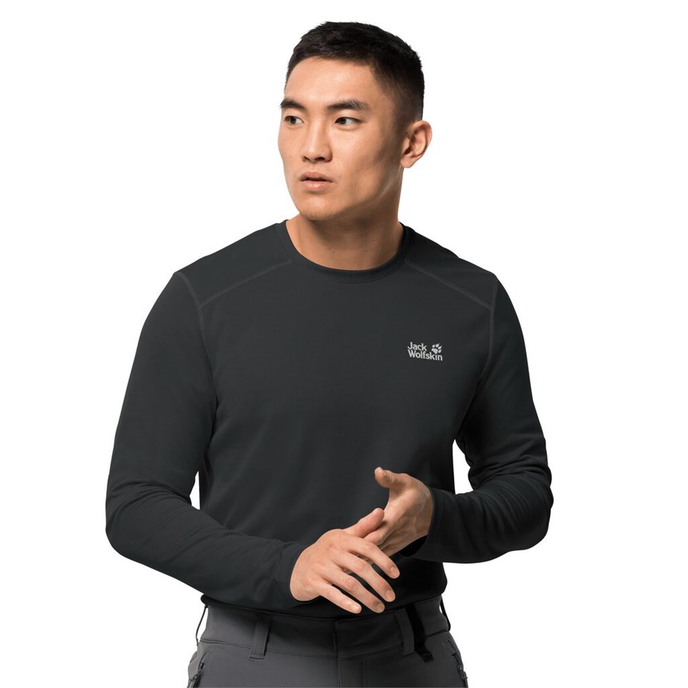 Camiseta funcional Jack Wolfskin Sky Range Longsleeve Hombre Negros | YN9385741