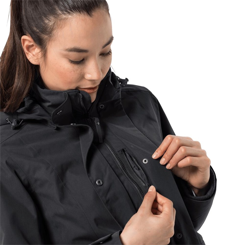 Chaqueta 3 En 1 Jack Wolfskin Ottawa Mujer Negros | IQ7054132