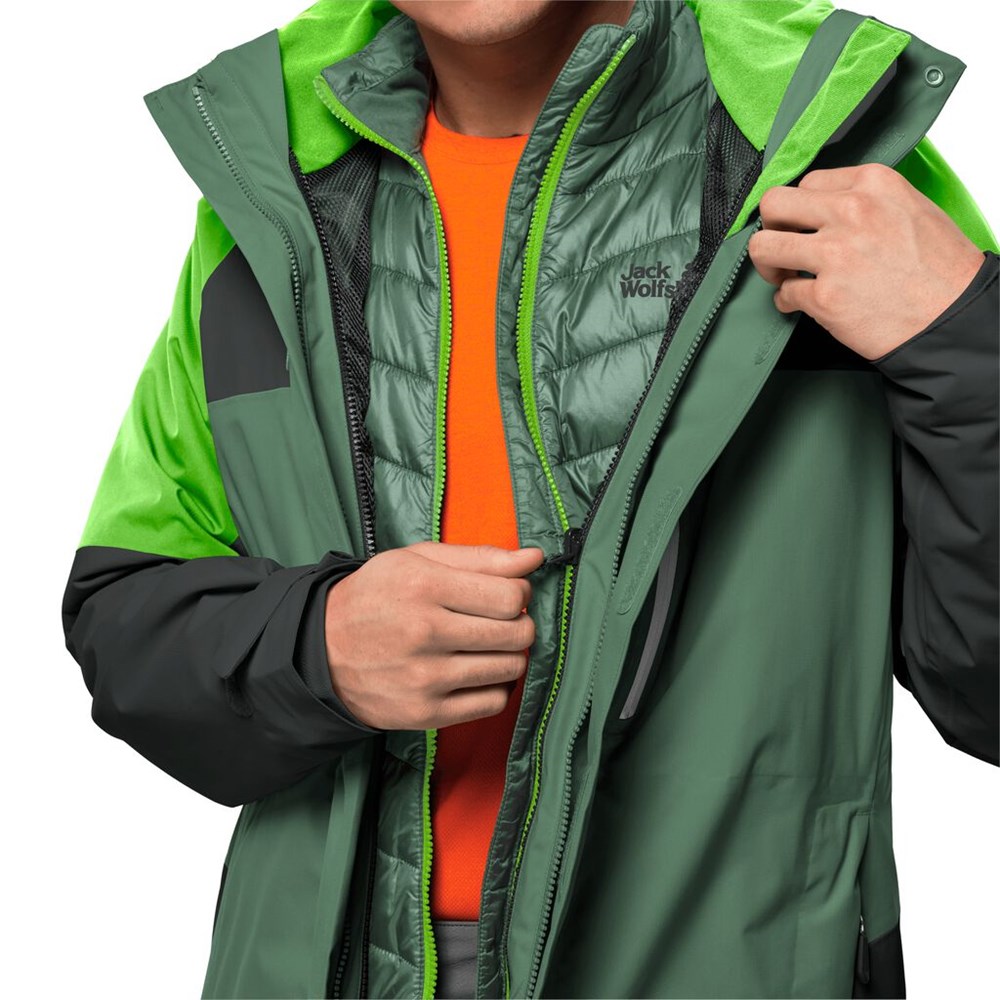 Chaqueta 3 En 1 Jack Wolfskin Steting Peak Hombre Verde Oliva | UO1567420