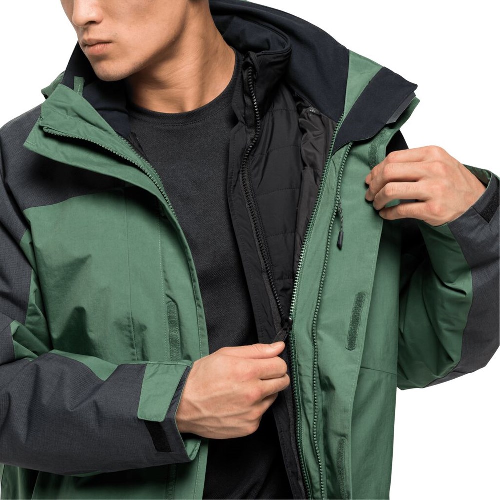 Chaqueta 3 En 1 Jack Wolfskin Viking Sky Hombre Verde Oliva | VM1238649