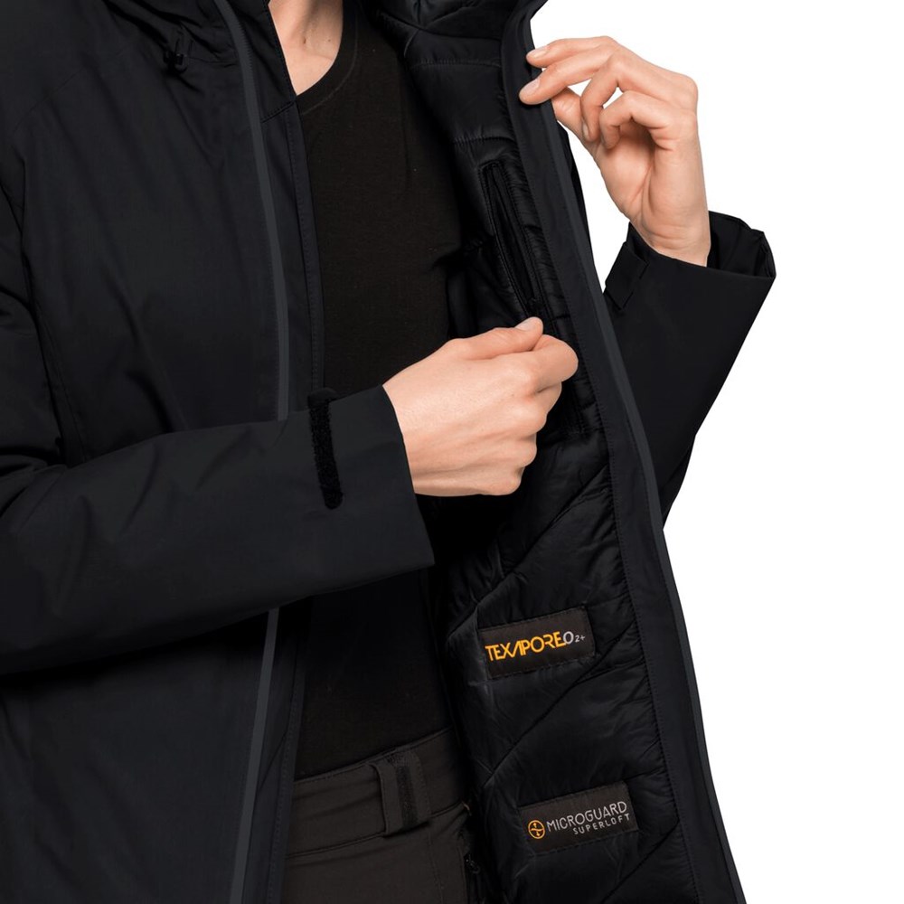 Chaqueta Impermeable Jack Wolfskin Argon Storm Mujer Negros | CO5963280