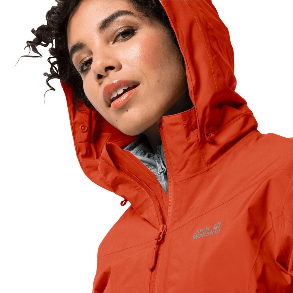 Chaqueta Impermeable Jack Wolfskin Atlas Tour Mujer Rojos | LT7456820