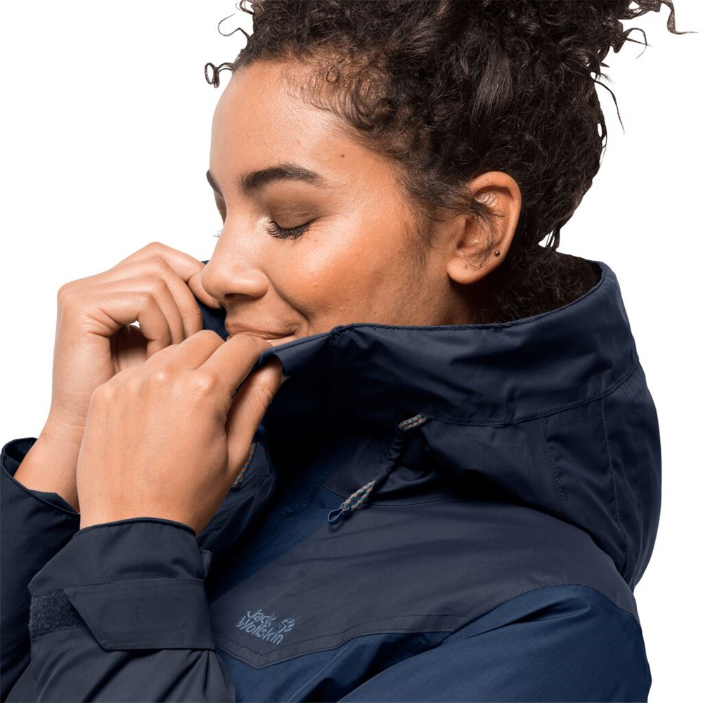 Chaqueta Impermeable Jack Wolfskin Brecon Range Insulated Mujer Azules Oscuro | PM2631587