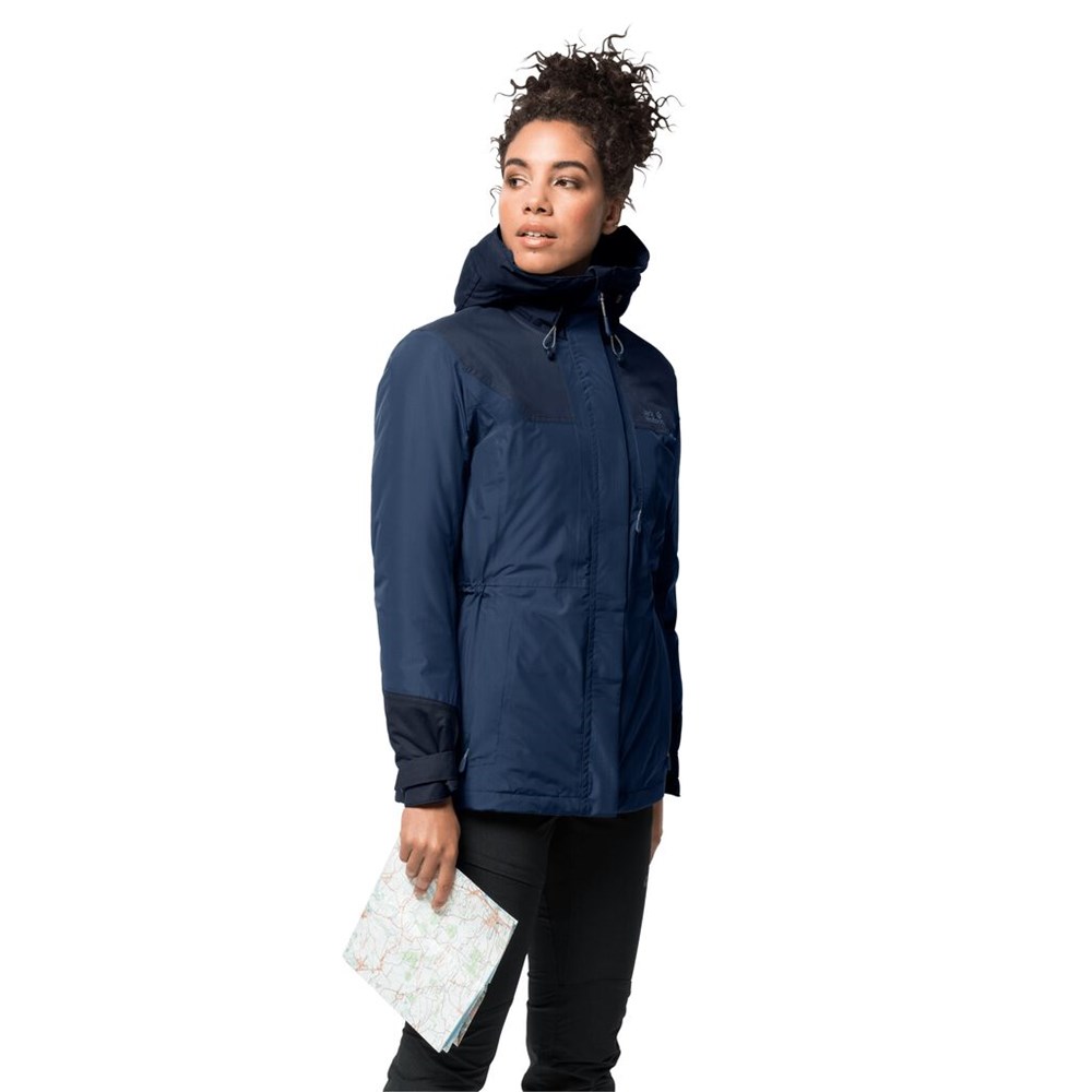 Chaqueta Impermeable Jack Wolfskin Brecon Range Insulated Mujer Azules Oscuro | PM2631587