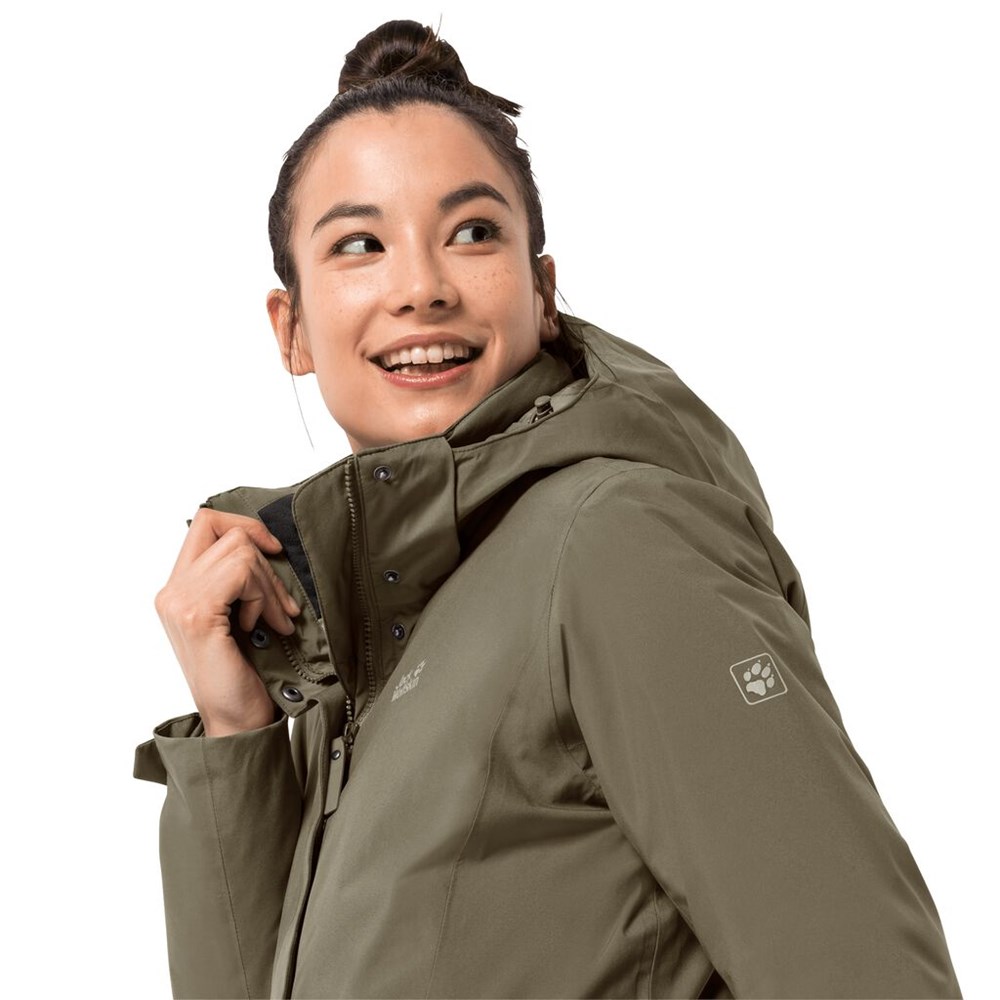 Chaqueta Impermeable Jack Wolfskin Cold Bay Mujer Grises | TO9408361