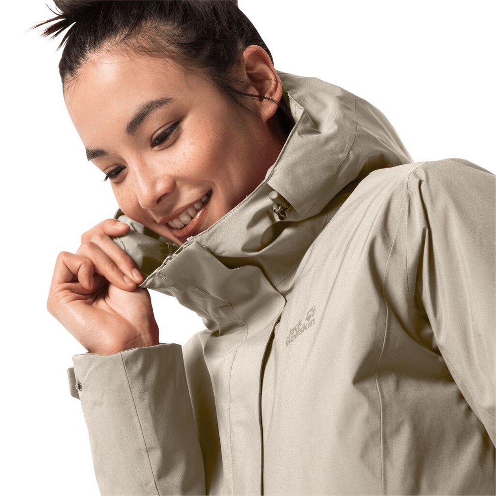 Chaqueta Impermeable Jack Wolfskin Cold Bay Mujer Grises | KQ8136742