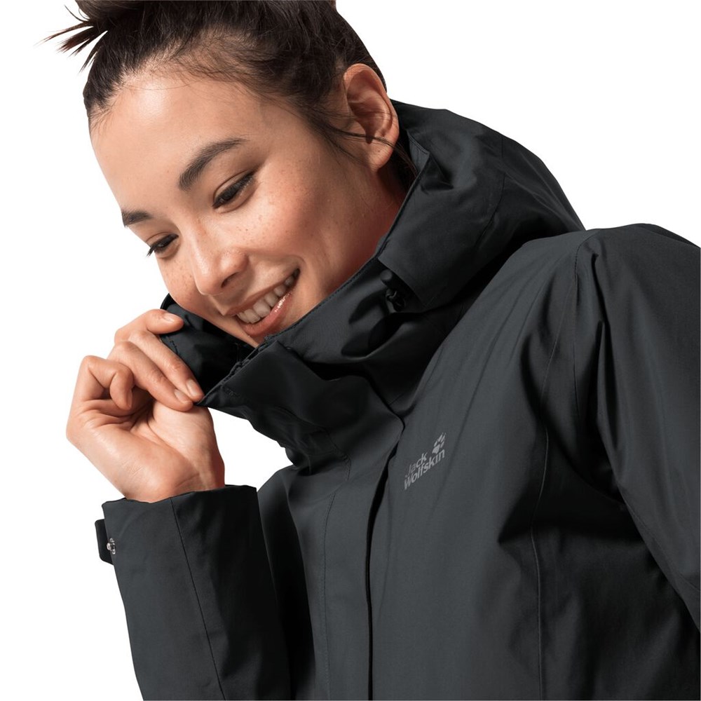 Chaqueta Impermeable Jack Wolfskin Cold Bay Mujer Negros | AC9328654