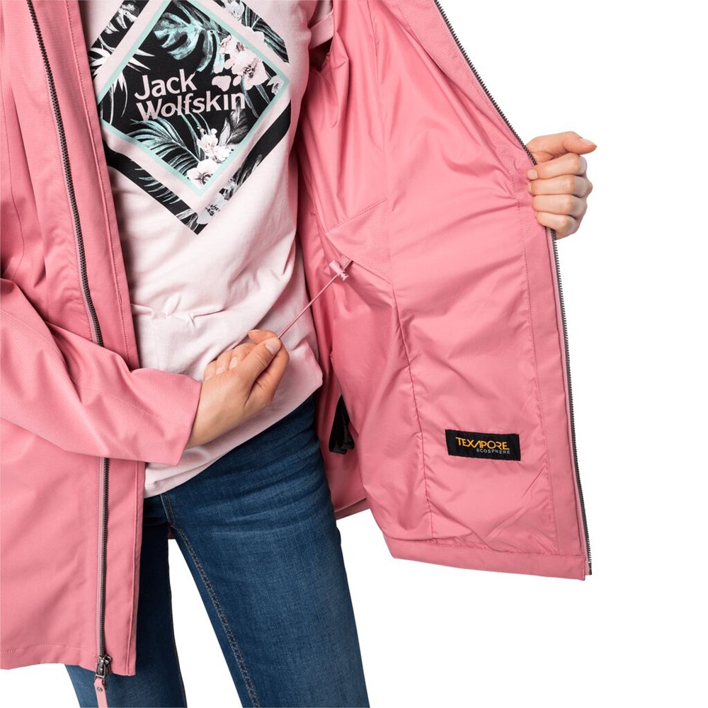 Chaqueta Impermeable Jack Wolfskin Dakar Mujer Rosas | KW2976015