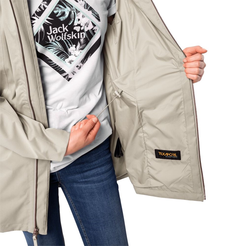 Chaqueta Impermeable Jack Wolfskin Dakar Mujer Grises | FG8471296