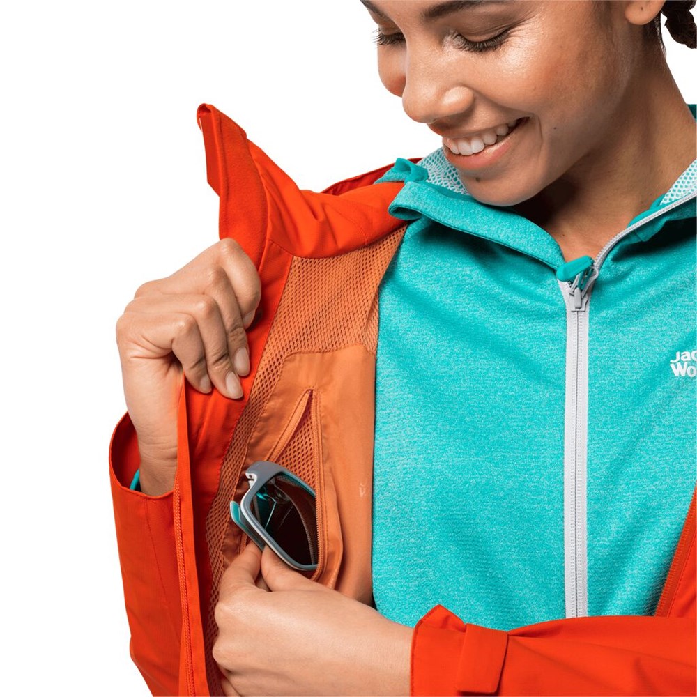 Chaqueta Impermeable Jack Wolfskin Eagle Peak Mujer Rojos | ZQ9850162