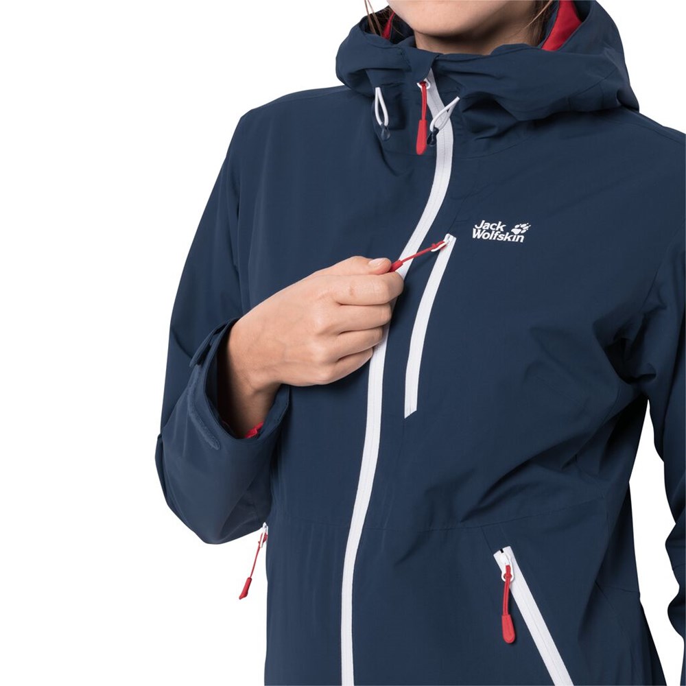 Chaqueta Impermeable Jack Wolfskin Eagle Peak Mujer Azules Oscuro | NC7850349