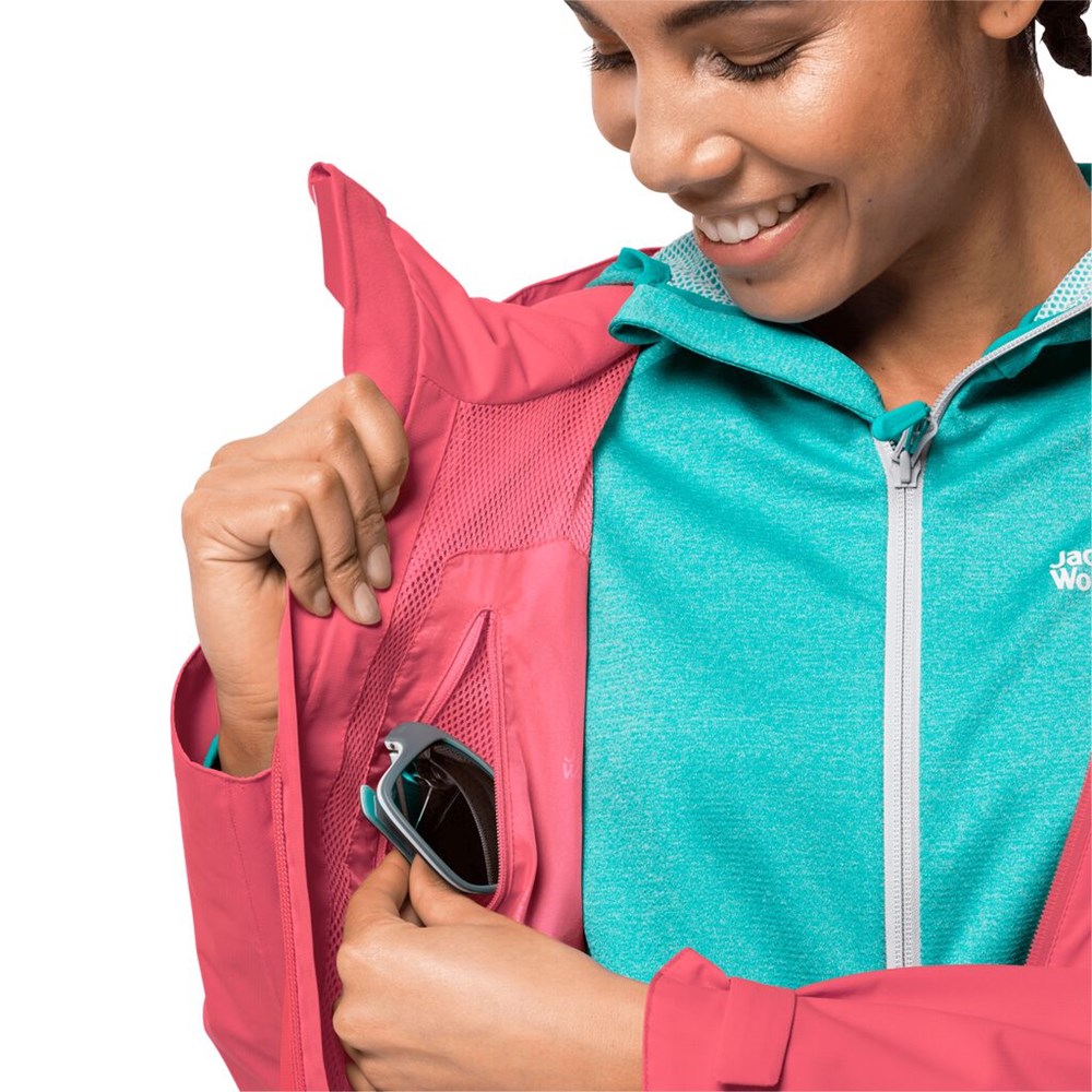 Chaqueta Impermeable Jack Wolfskin Eagle Peak Mujer Coral Rosas | RH2547189