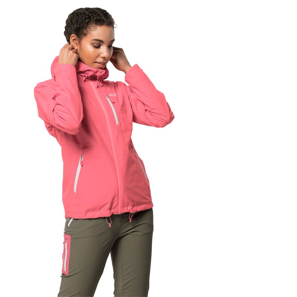 Chaqueta Impermeable Jack Wolfskin Eagle Peak Mujer Coral Rosas | RH2547189