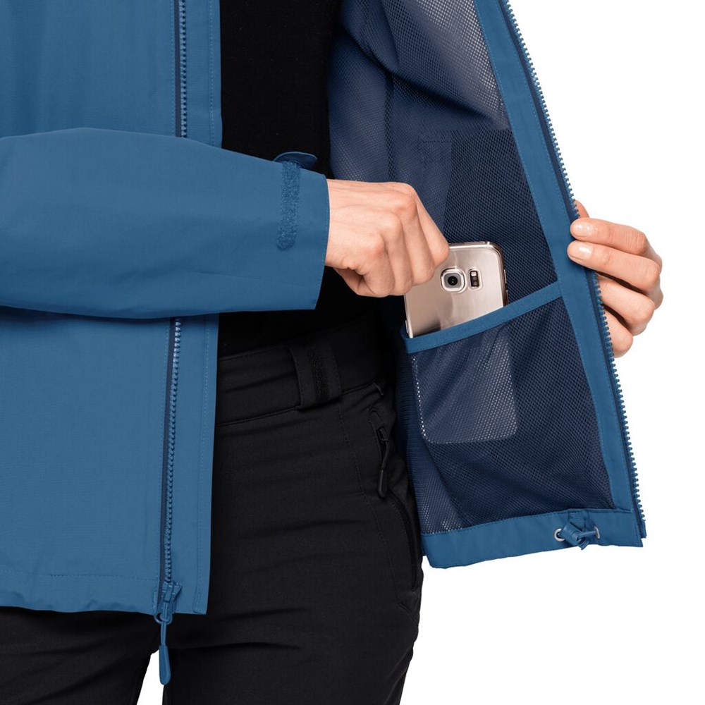 Chaqueta Impermeable Jack Wolfskin Evandale Mujer Azules Azules | UN4239178