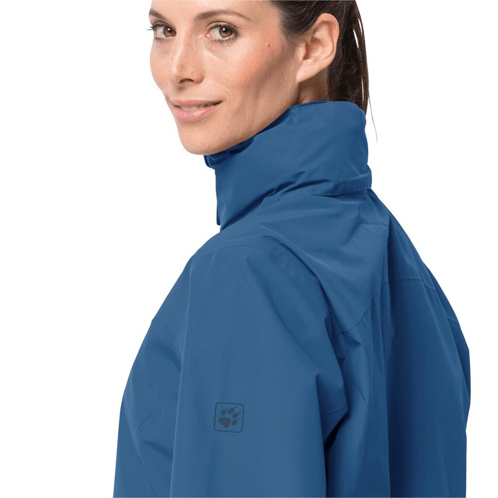 Chaqueta Impermeable Jack Wolfskin Evandale Mujer Azules Azules | UN4239178