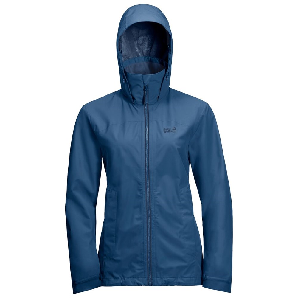 Chaqueta Impermeable Jack Wolfskin Evandale Mujer Azules Azules | UN4239178