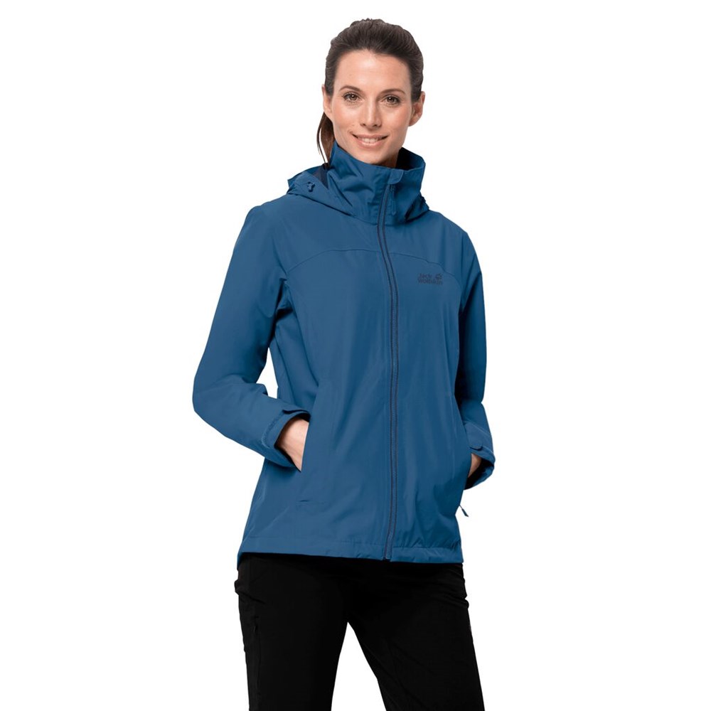 Chaqueta Impermeable Jack Wolfskin Evandale Mujer Azules Azules | UN4239178