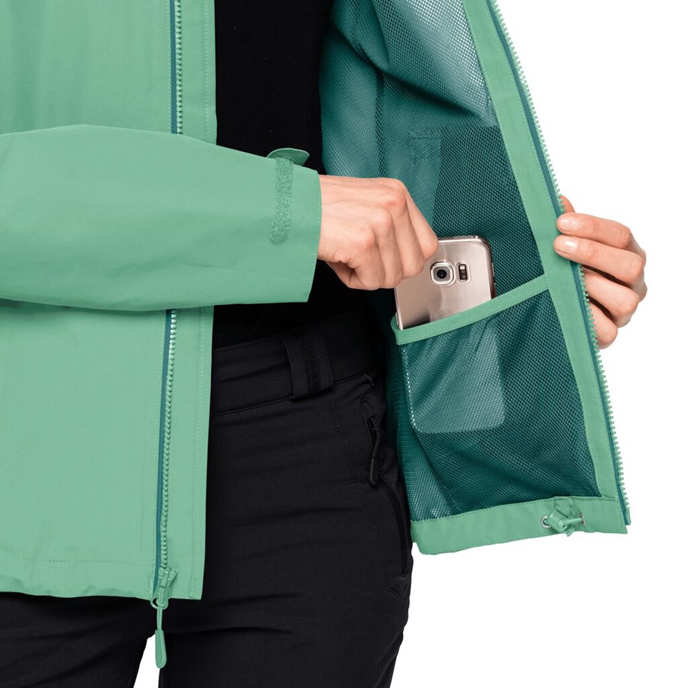 Chaqueta Impermeable Jack Wolfskin Evandale Mujer Verdes | ZE1654789