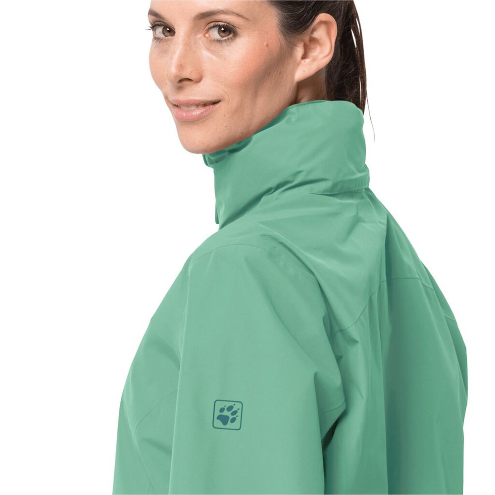 Chaqueta Impermeable Jack Wolfskin Evandale Mujer Verdes | ZE1654789