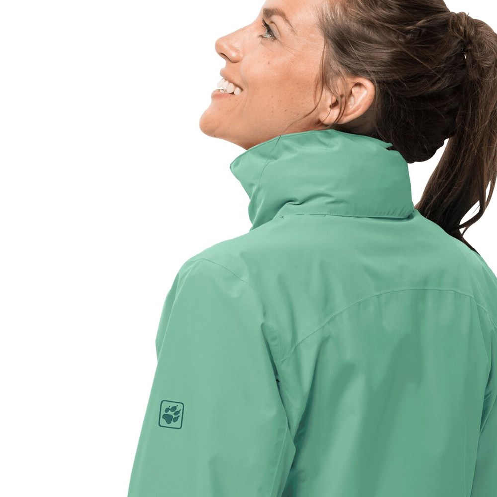 Chaqueta Impermeable Jack Wolfskin Evandale Mujer Verdes | ZE1654789