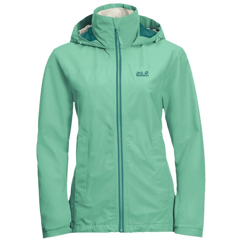 Chaqueta Impermeable Jack Wolfskin Evandale Mujer Verdes | ZE1654789