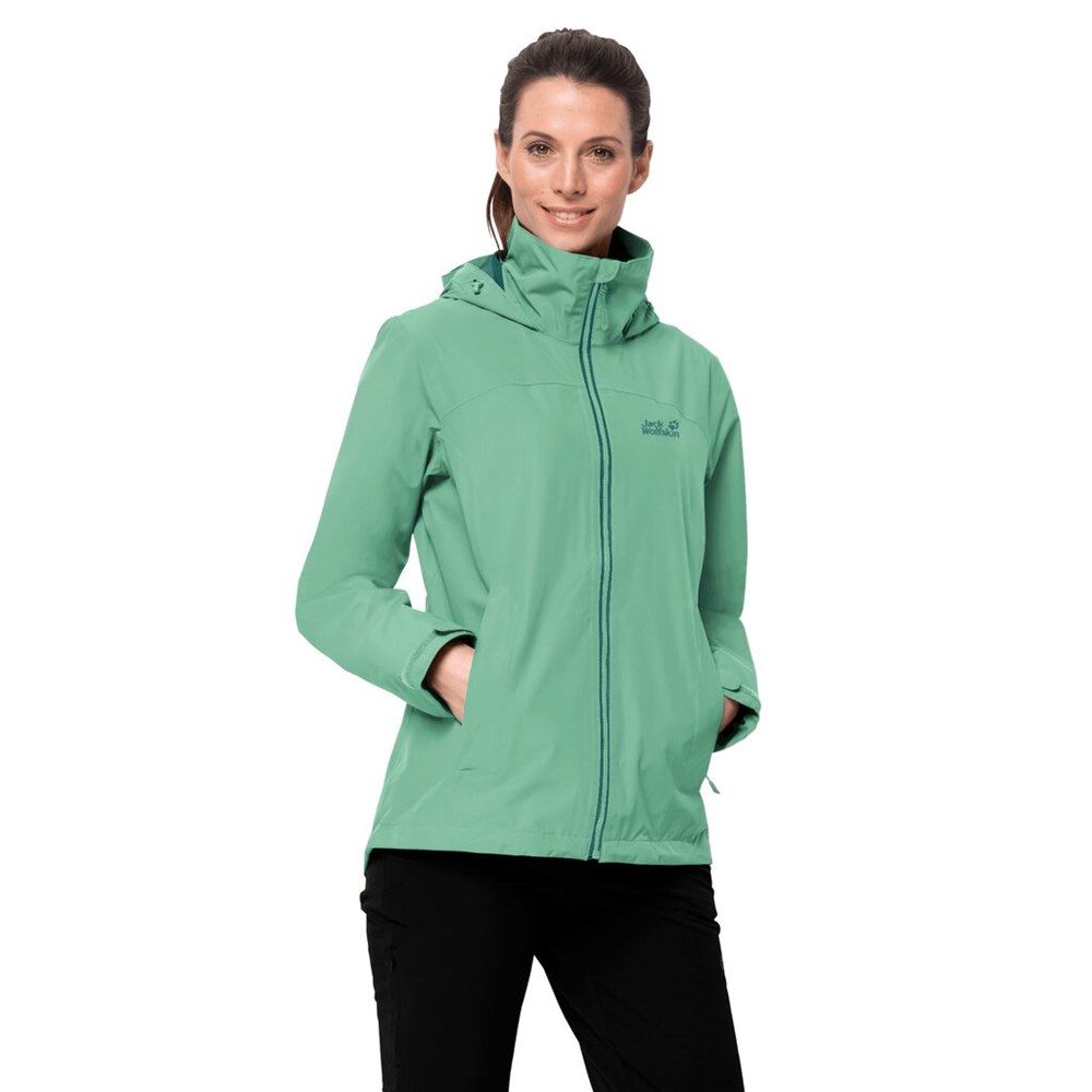 Chaqueta Impermeable Jack Wolfskin Evandale Mujer Verdes | ZE1654789