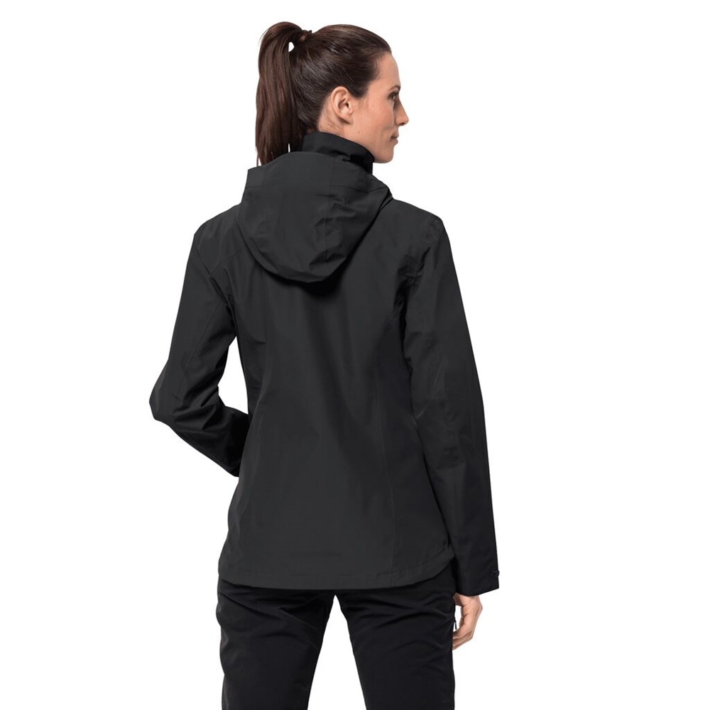 Chaqueta Impermeable Jack Wolfskin Evandale Mujer Negros | PG2874061