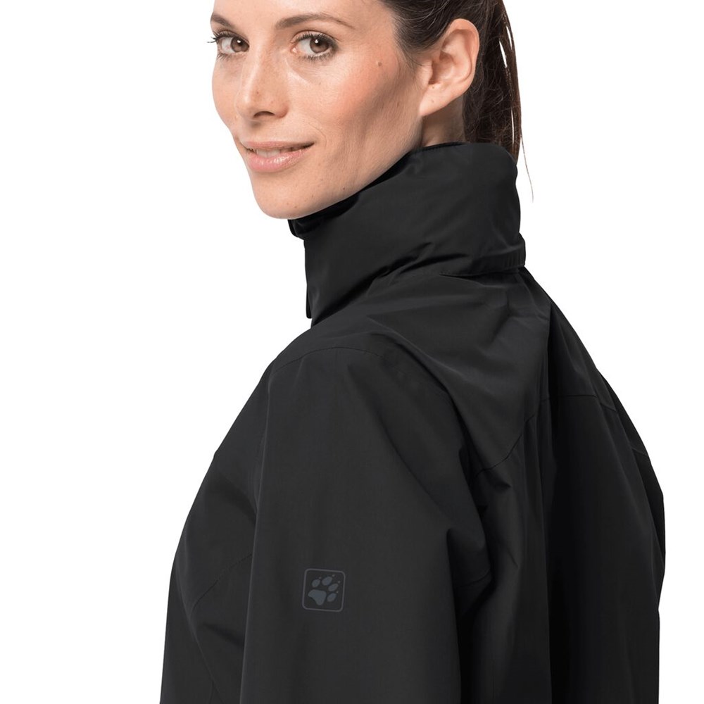 Chaqueta Impermeable Jack Wolfskin Evandale Mujer Negros | PG2874061