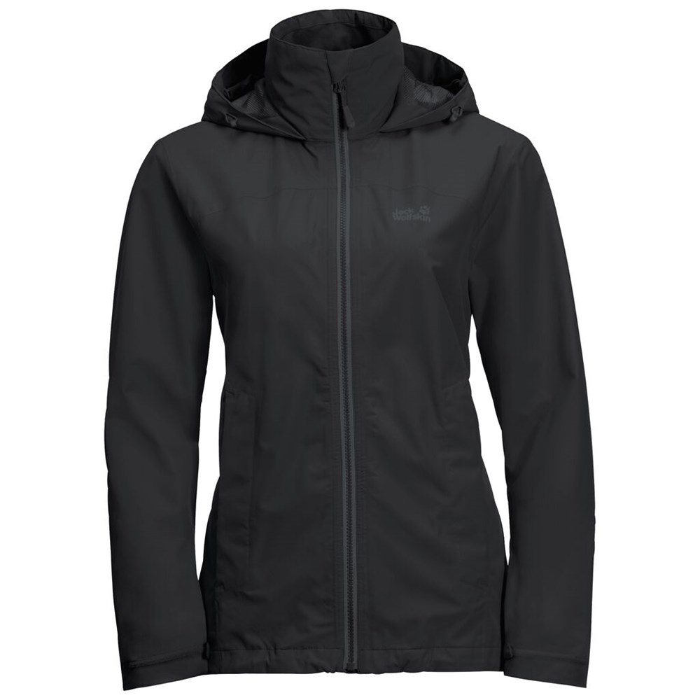 Chaqueta Impermeable Jack Wolfskin Evandale Mujer Negros | PG2874061