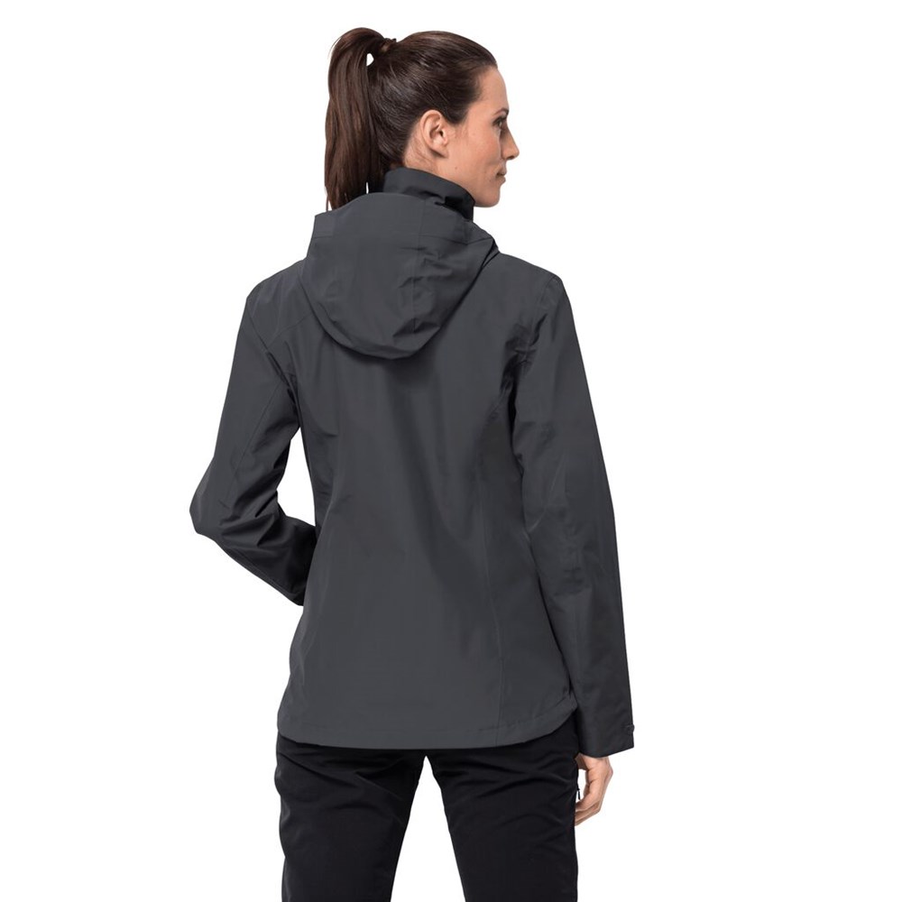 Chaqueta Impermeable Jack Wolfskin Evandale Mujer Negros | MY1395276