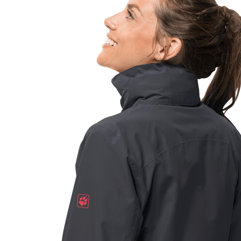 Chaqueta Impermeable Jack Wolfskin Evandale Mujer Negros | MY1395276