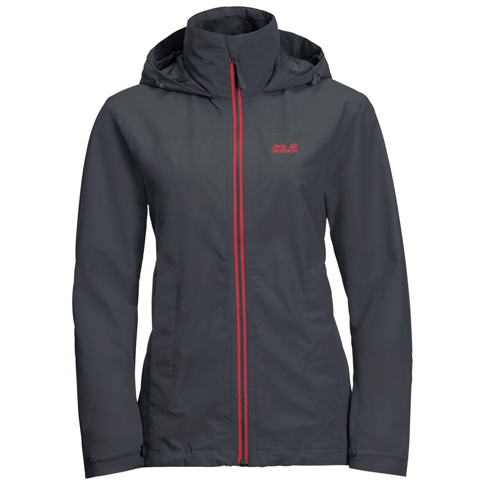 Chaqueta Impermeable Jack Wolfskin Evandale Mujer Negros | MY1395276