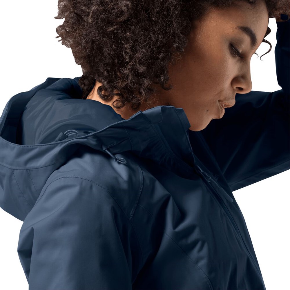 Chaqueta Impermeable Jack Wolfskin Frosty Morning Mujer Azules Oscuro | ZG7631024