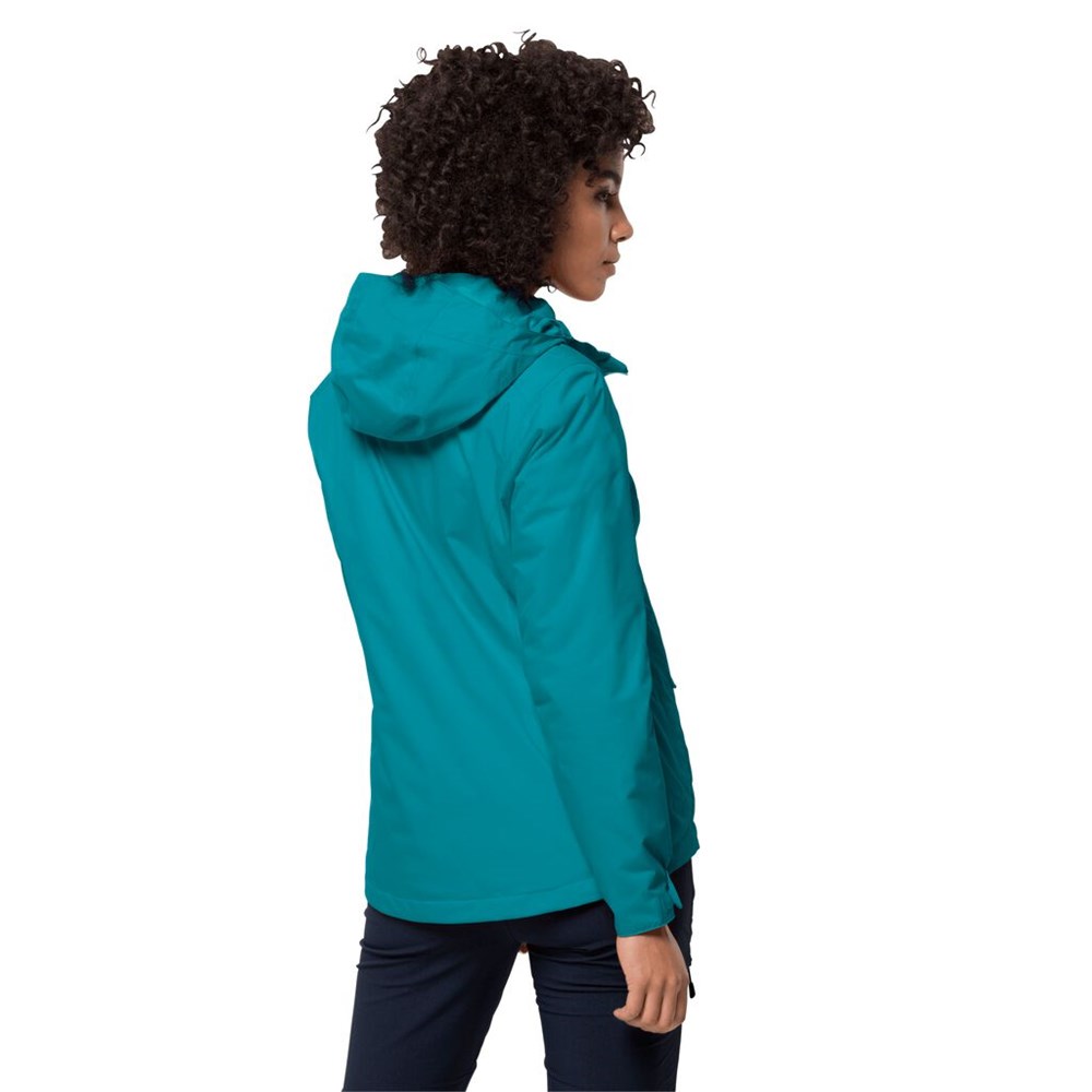 Chaqueta Impermeable Jack Wolfskin Frosty Morning Mujer Azules Oscuro | DO3298051