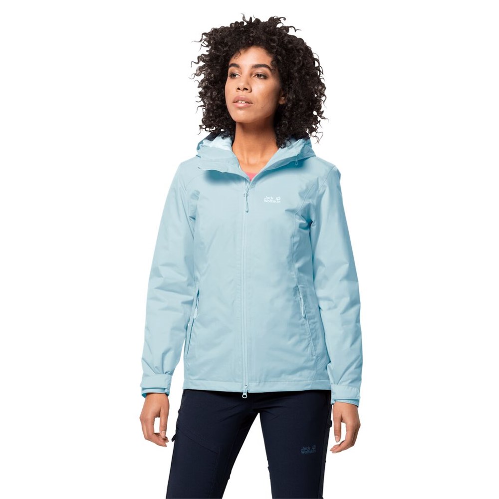 Chaqueta Impermeable Jack Wolfskin Frosty Morning Mujer Azules | CJ8627104