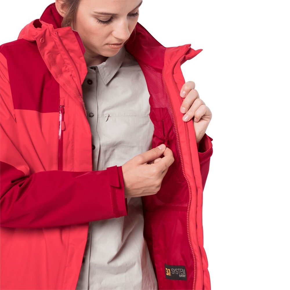 Chaqueta Impermeable Jack Wolfskin Jasper Mujer Rojos | HD0317465