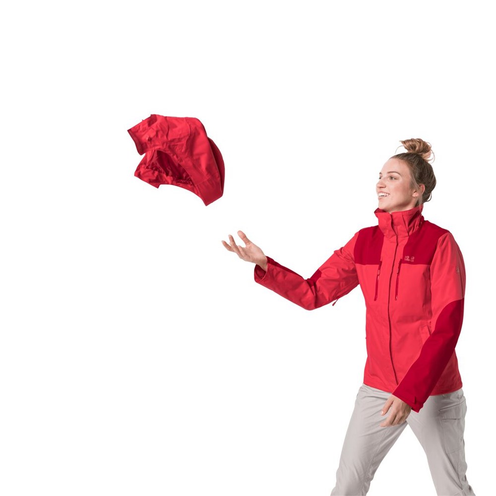 Chaqueta Impermeable Jack Wolfskin Jasper Mujer Rojos | HD0317465